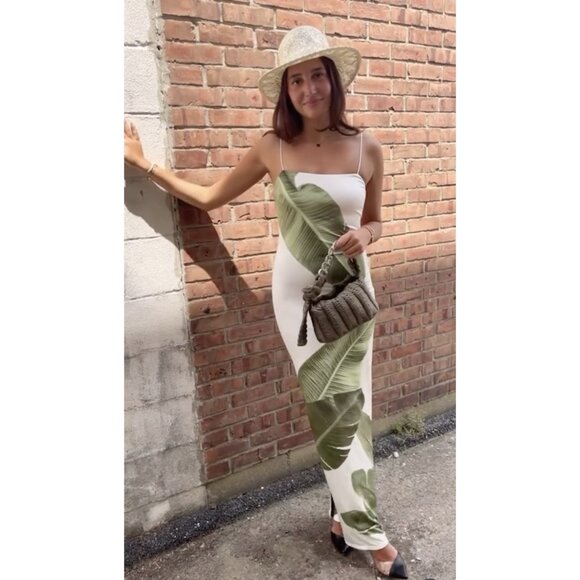 ALICE + OLIVIA Fifi Maxi Dress in Jungle Palm Off White Size US 0 - Picture 1 of 11